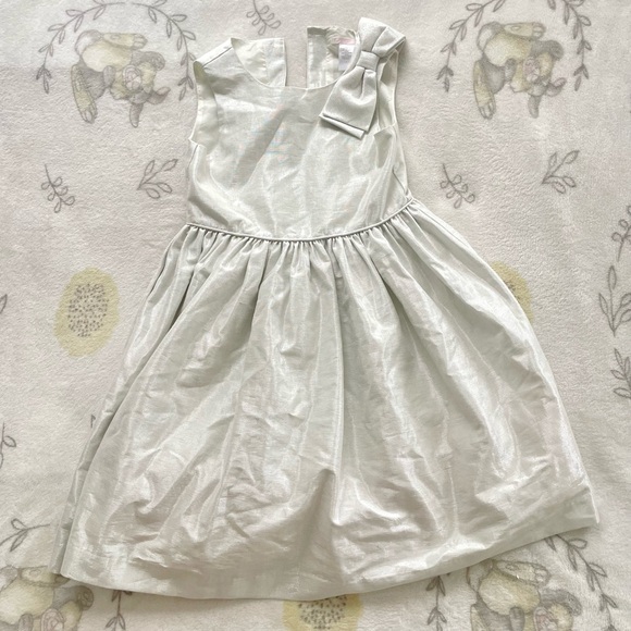 Janie and Jack Girls Silver Sparkle Bow Dress - Picture 2 of 4